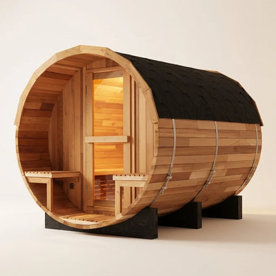 Steam Sauna Built for Year-Round Use, 6-Person Cedar Barrel Design, 6000W Heater, Indoor and Outdoor Ready