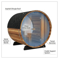 Traditional Steam Sauna Built for Year-Round Use, 6-Person Cedar Barrel Design, 6000W Heater, Outdoor Ready — How It Works