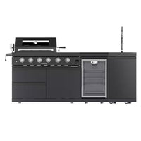 46 In. 4-Burner 72000 BTU Propane Gas Grill Island Outdoor Kitchen with Refrigerator, Sink in Black Stainless Steel